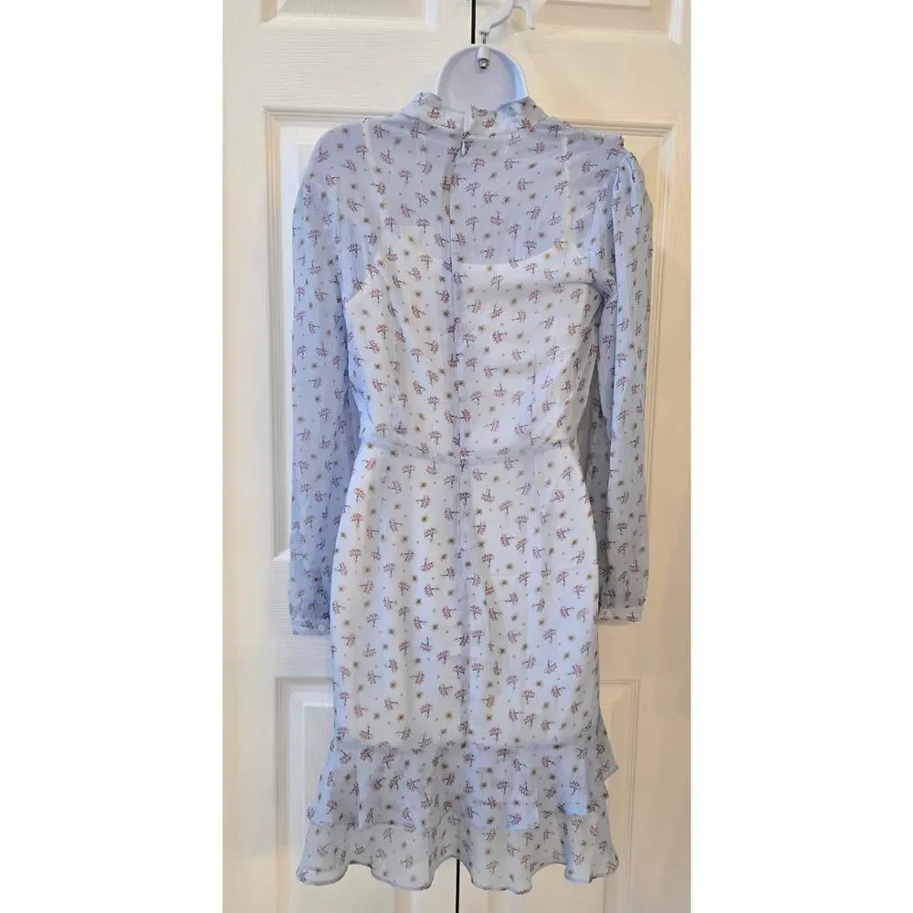 Endless rose Sheer baby blue floral Fairy Pleated tiered Cottagecore Sz Small - Picture 3 of 13
